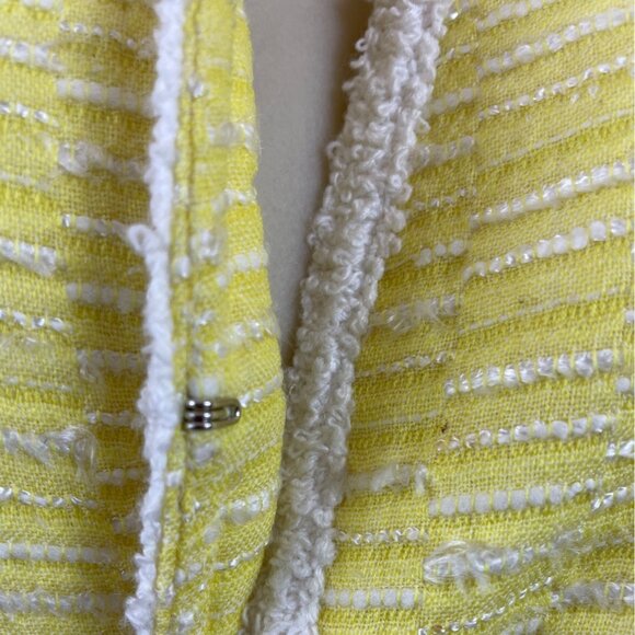 Escada Yellow Textured Tweed Jacket With White Trim Womens Size 38 - Picture 6 of 9